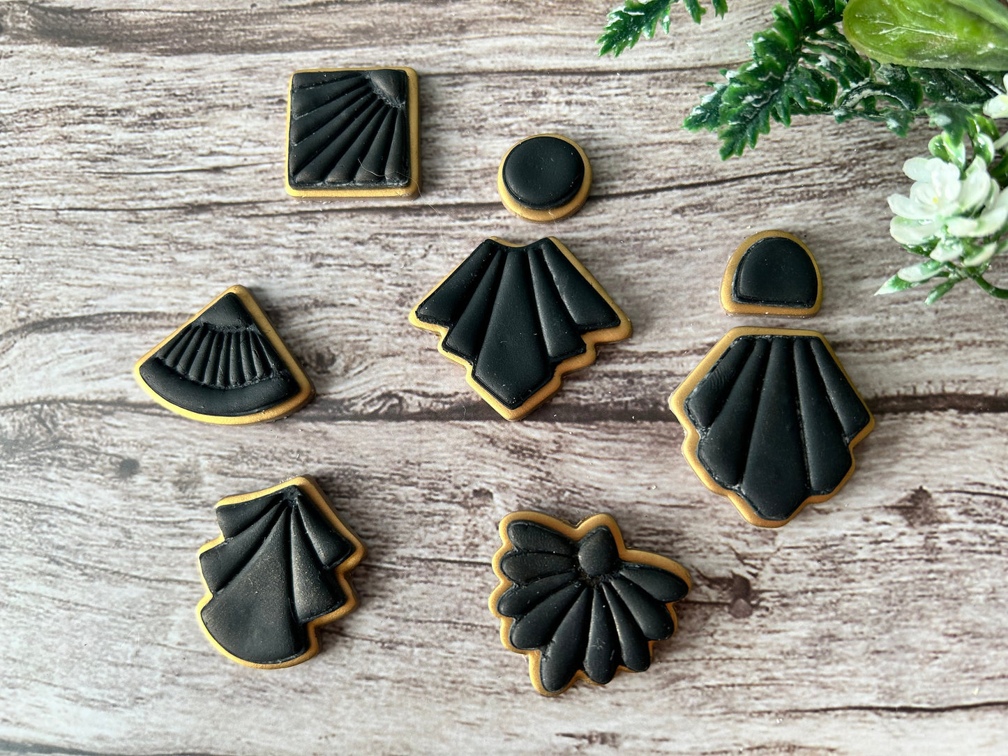 Art deco inspired earring stamp cutters with backing cutters