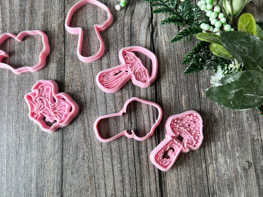 Mushrooms stamp cutter set with backing cutters