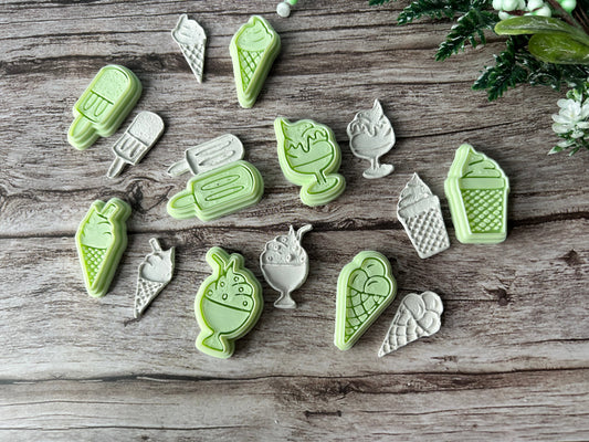 Ice cream pin badge clay stamp cutter set