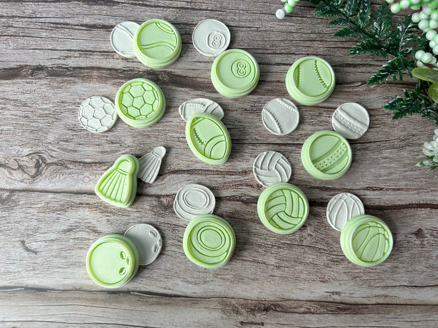 Sports balls clay pin badge stamp cutter set