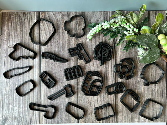 Apocalypse inspired stamp cutters set with backing cutters